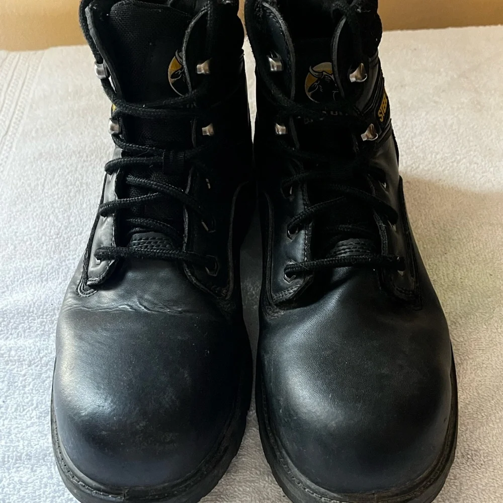 Brahma Black Steel Toe Boots Sz 9 1/2W